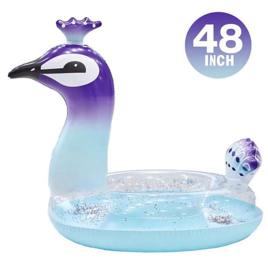 Cherry Inflatable Swimming Pool Glitter Float Toys Peacock Designed with Fast Valves Summer Fun Beach Party Lounge Raft Decorative Water Game for Kids | 48 Inch