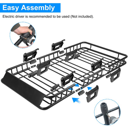 63x39x6.3in Roof Basket, iMounTEK 220LBS Heavy Duty Roof Rack Cargo Basket, Universal Rooftop Cargo Carrier with Hook Strap Elastic Net