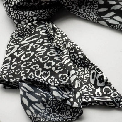 Blancho Black & White Distinctive Leopard Animal Print Fashion Soft Silk Scarf/Wrap/Shawl(Small)