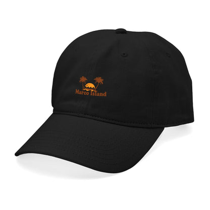 CafePress - Marco Island Palm Trees Design. Black Cap - Printed Adjustable Cotton Canvas Black Baseball Hat