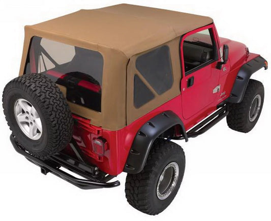 Rampage by RealTruck 68836 Complete Soft Top Kit With Frame & Hardware For 1997-2006 Jeep Wrangler TJ, With Full Steel Doors, Khaki Diamond W/Tinted Windows