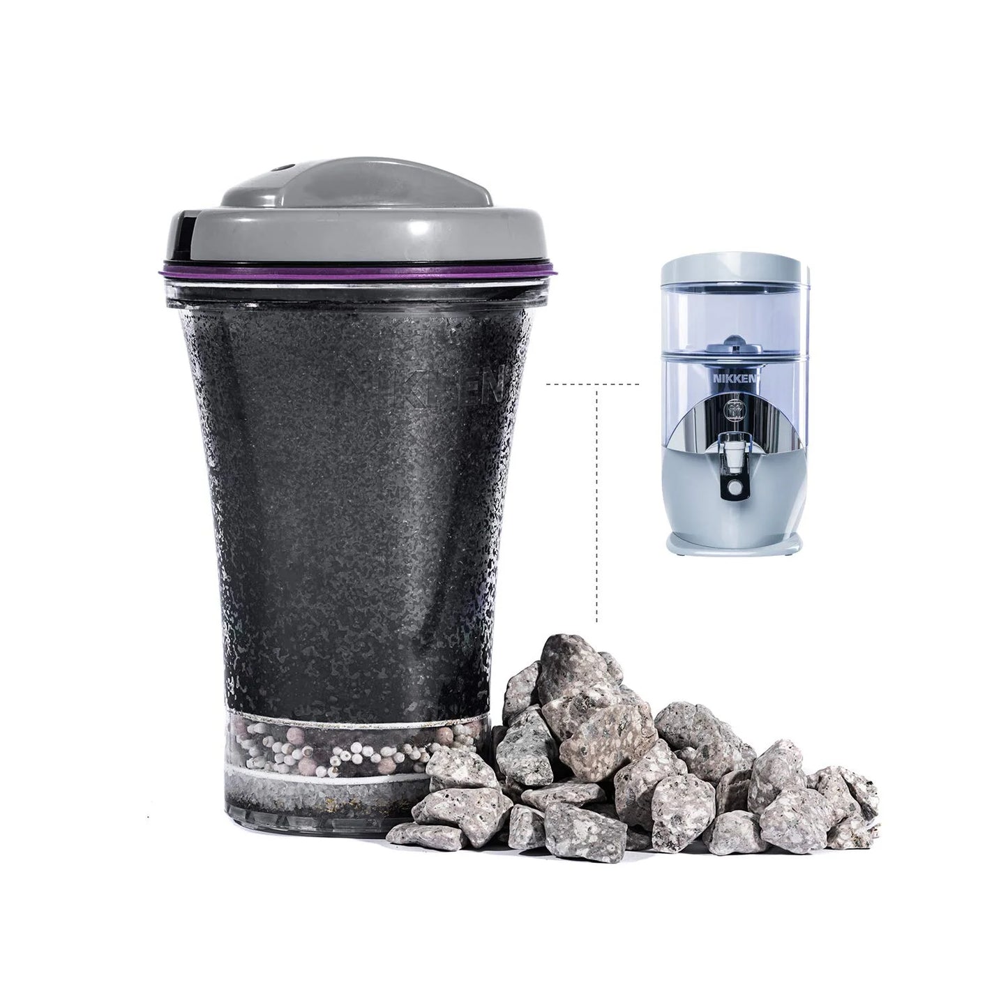 Waterfall 1 Filter Cartridge (13845) + 1 Mineral Stones (13846) - Advanced Water Filter Replacement For Gravity Purifier System (1384)