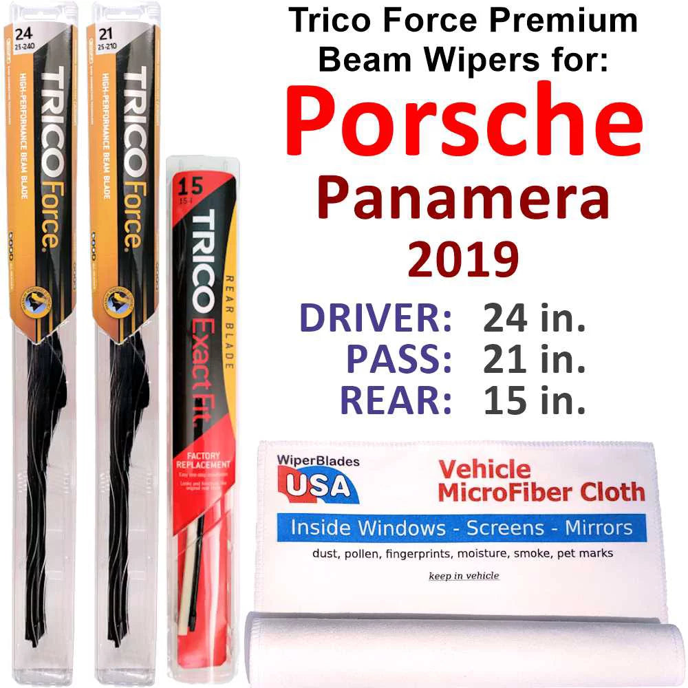 2019 Porsche Panamera Turbo Sport Turismo Performance Beam Wipers (Set of 3) w/Rear Wiper