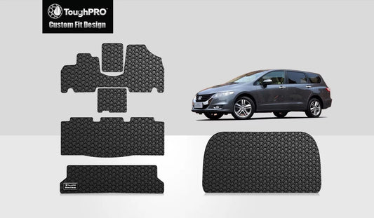 ToughPRO - Full Set with Cargo Mats Compatible with HONDA Odyssey - All Weather Heavy Duty (Made in USA) - Black Rubber - 2010