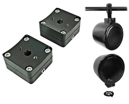 2) Rockville MAC525B 5.25" 360° Swivel Black Aluminum Surface Mount Speaker Pods