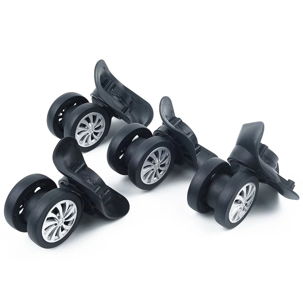 Replacement Luggage Suitcase Wheels,4*2.55inch,4Pcs/Set,Swivel Universal Wheel Black,Plastic,Dual Roller Wheels