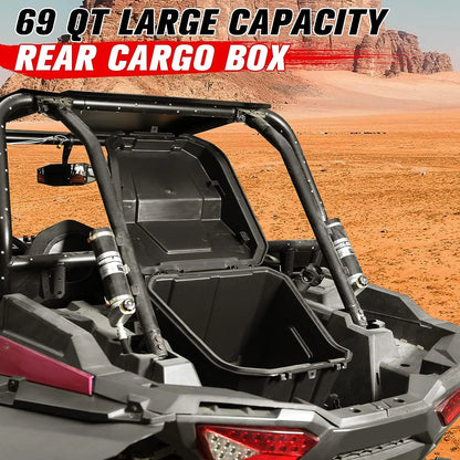 A & UTV PRO Rear Storage Cargo Box with Rubber Latch for Polaris RZR