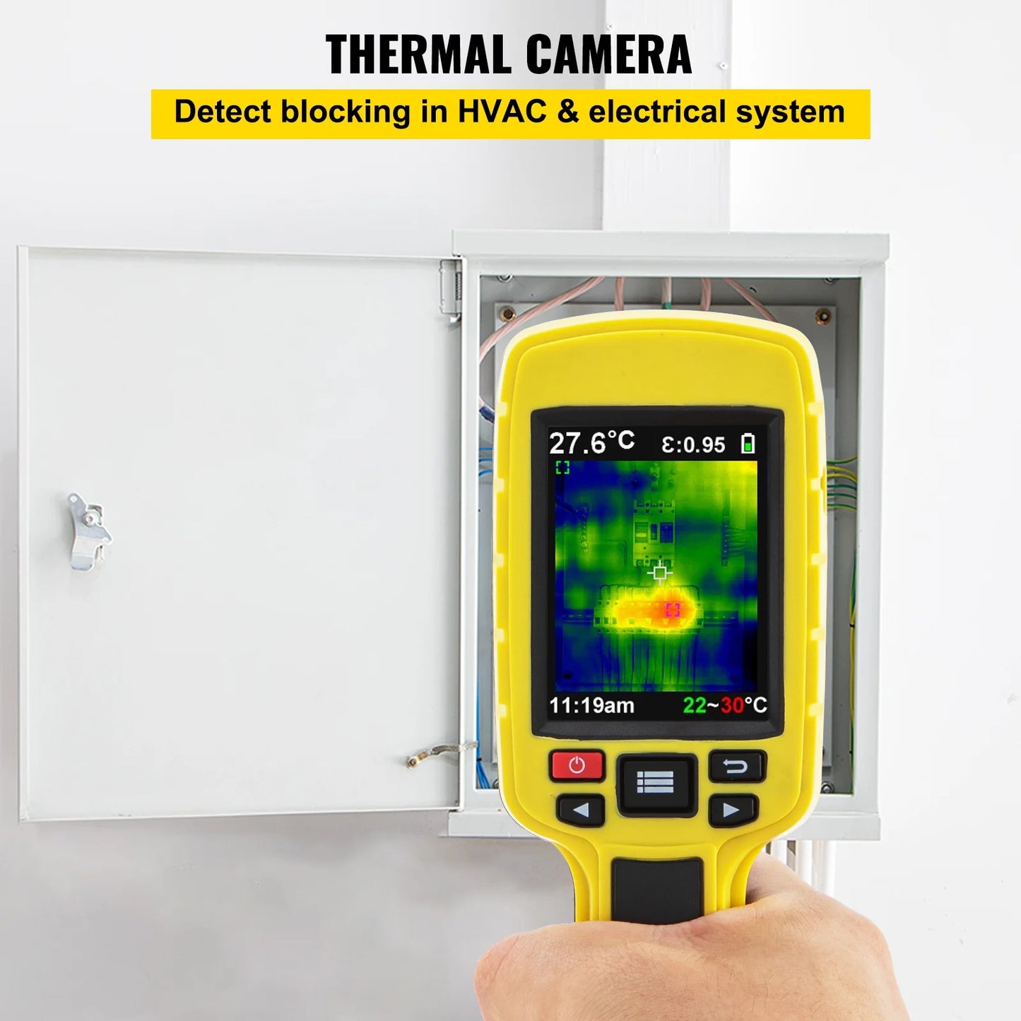 SKYSHALO Thermal Imaging Camera, 60x60 (3600 Pixels) IR Resolution Infrared Camera with 2.8" Color Display Screen, Built-in SD Card and Li-ion Battery, for HVAC, Electrical System Automatic Detect