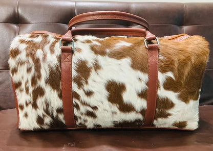 Travel Duffle Bag Luggage Bag Overnight Weekender Bag Real Cow Skin Leather Bag Travel, Sport & Gym Bag