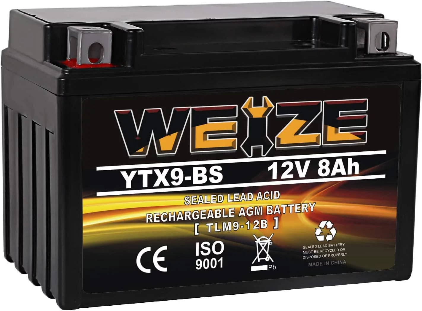 YTX9-BS High Performance Maintenance Free Sealed AGM Motorcycle ATV Battery