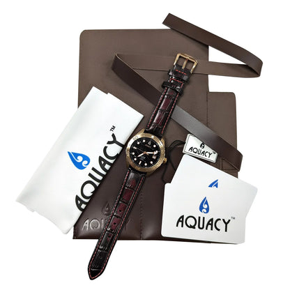 Aquacy Bronze CuSn8 Marble Automatic Diver Watch BR.BKM.8215.L - Screw Down 316L Stainless Case Back - 200M Water Resistance - 120 click Uni-Directional Bezel Dive Swimming Wrist Watches For Men