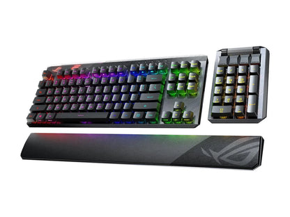 ASUS MA02 ROG Claymore II Wireless Modular Gaming Mechanical Keyboard with ROG RX Blue Switches, detachable numpad & wrist rest