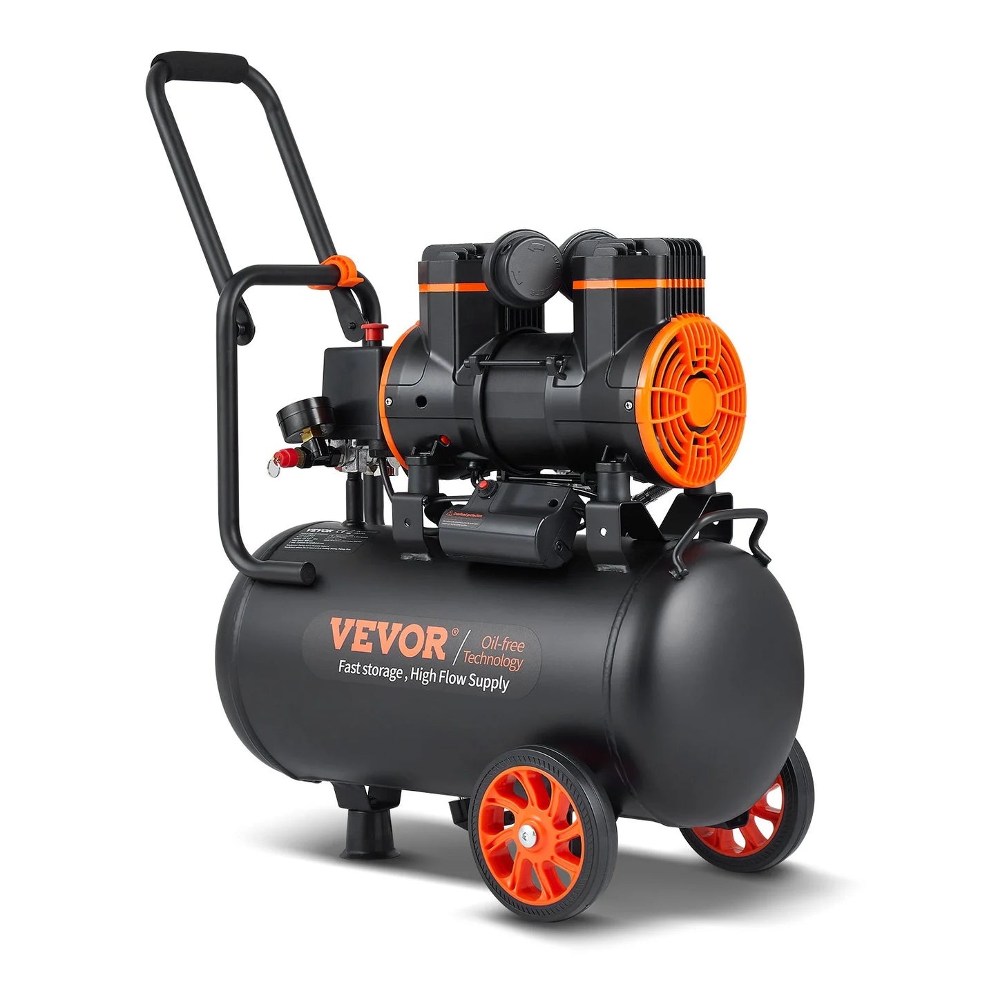 VEVOR Ultra Quiet Air Compressor, 6.3 Gallon, 1450W, 3.35 CFM @ 90PSI, Oil-Free, 70 dB