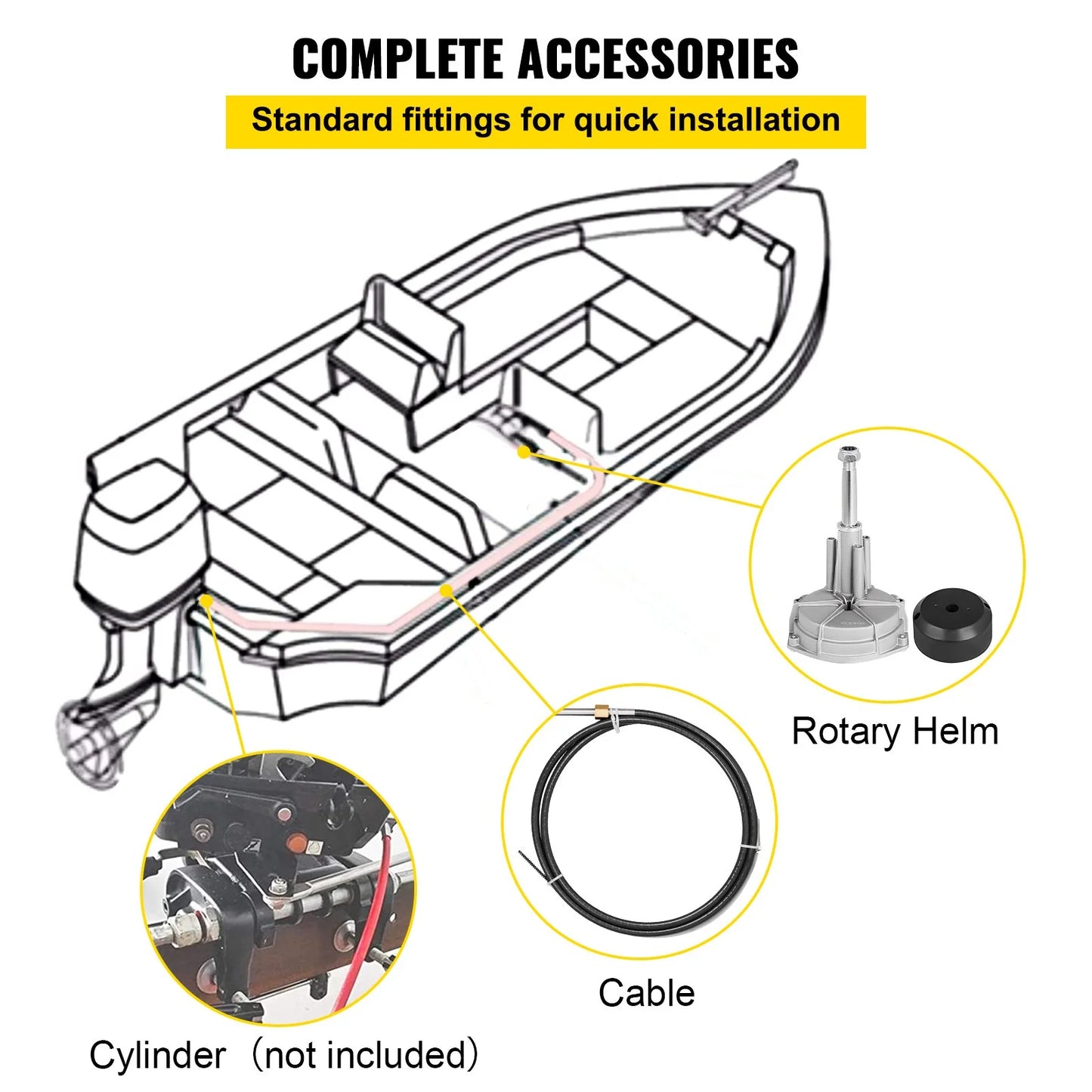 VEVOR Boat Steering Cable 14' Outboard Rotary Steering Kit