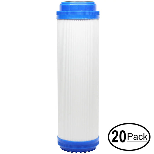 20-Pack Replacement for MaxWater 101089 Granular Activated Carbon Filter - Universal 10-inch Cartridge for MaxWater 10 stage alkaline reverse osmosis System - Denali Pure Brand