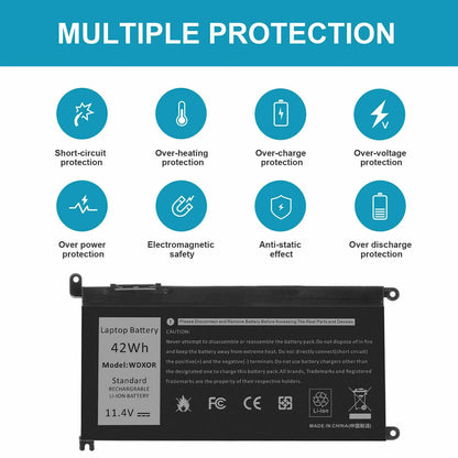 42Wh Battery For DELL Inspiron 15 5567 5568 13 5368 7368 7569 WDX0R WDXOR FC92N