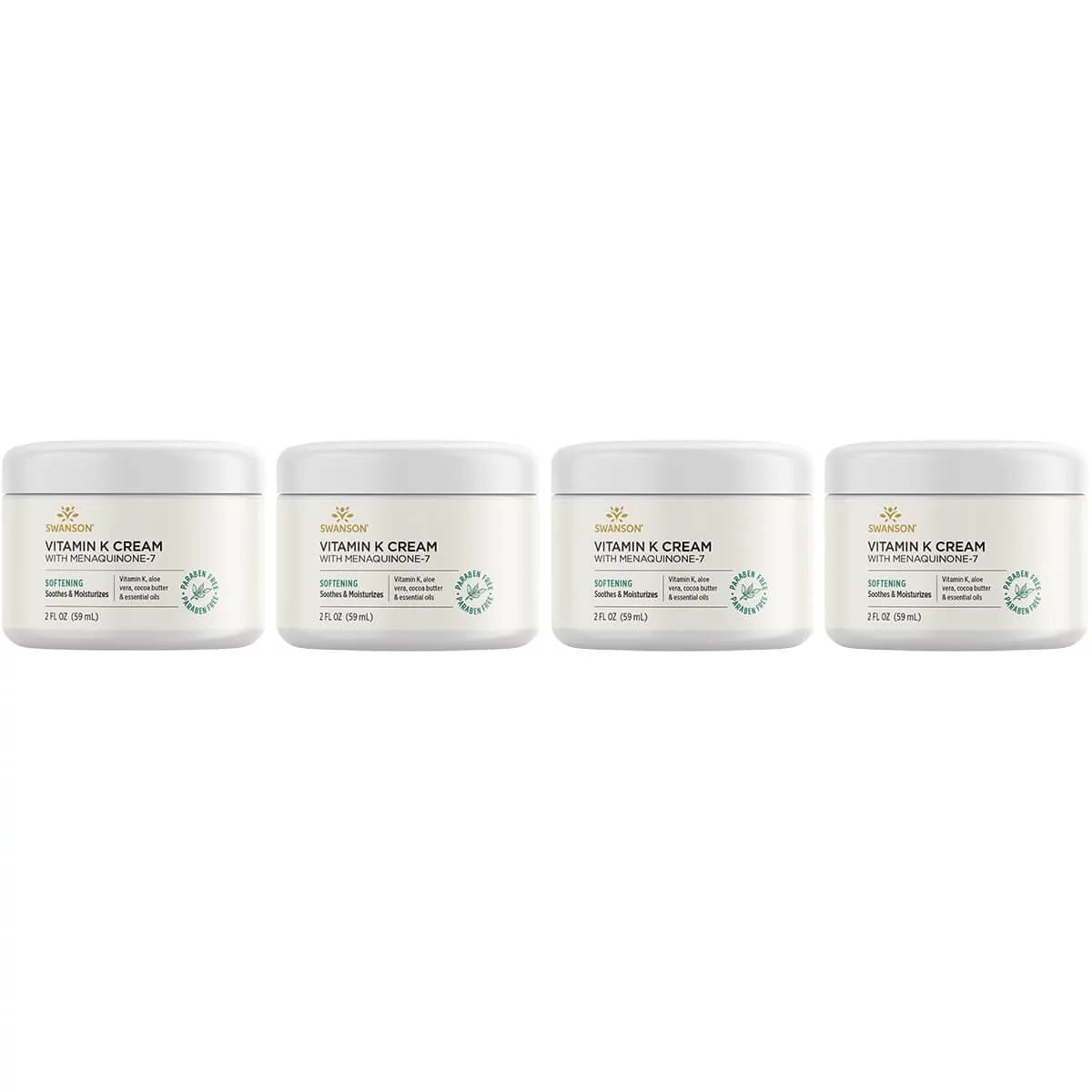 Swanson Vitamin K Cream with Menaquinone-7 2 fl oz Cream 4 Pack