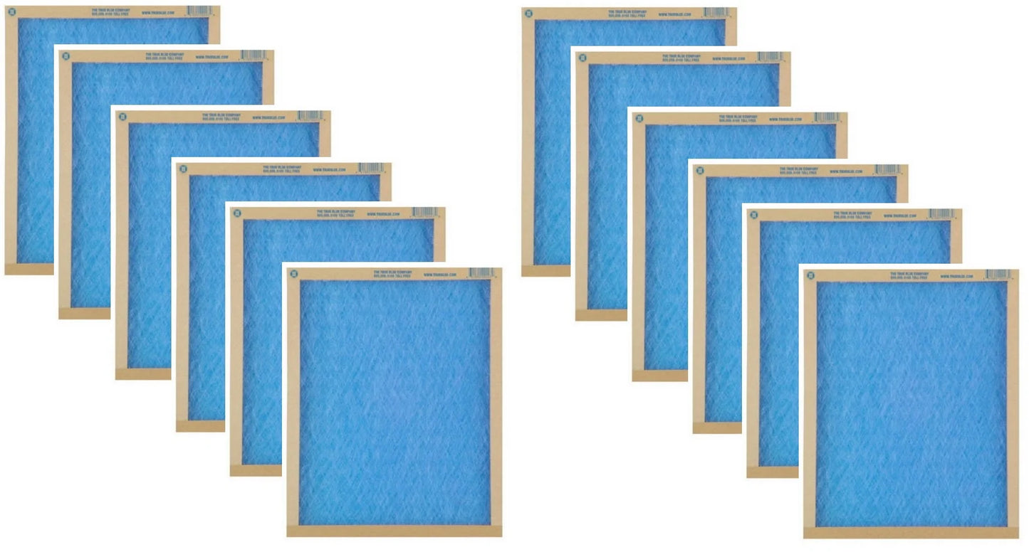 True Blue 108301 8" x 30" x 1" Flat Panel Spun Fiberglass Disposable Furnace Air Filter MERV 2 - Quantity of 12