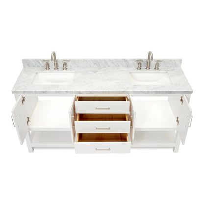 Ariel S073dcwrvo Magnolia 73" Free Standing Double Basin Vanity Set - White