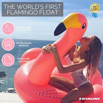 SWIMLINE ORIGINAL 90627 Giant Inflatable Flamingo Pool Float Floatie Ride-On Lounge W/ Stable Legs Wings Large Rideable Blow Up Summer Beach Swimming Party Lounge Big Raft Tube Decoration Toys Kids