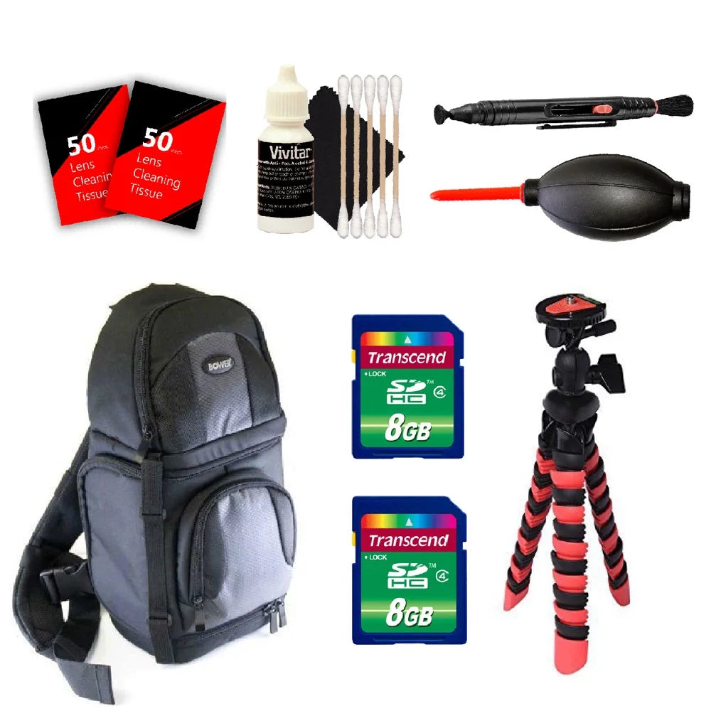 BackPack, Flexible Tripod, Cleaning Accessories, and Memory Cards For Sony Alpha A6000 A6500 A5000 A7R II A7S II And All Sony Digital Cameras