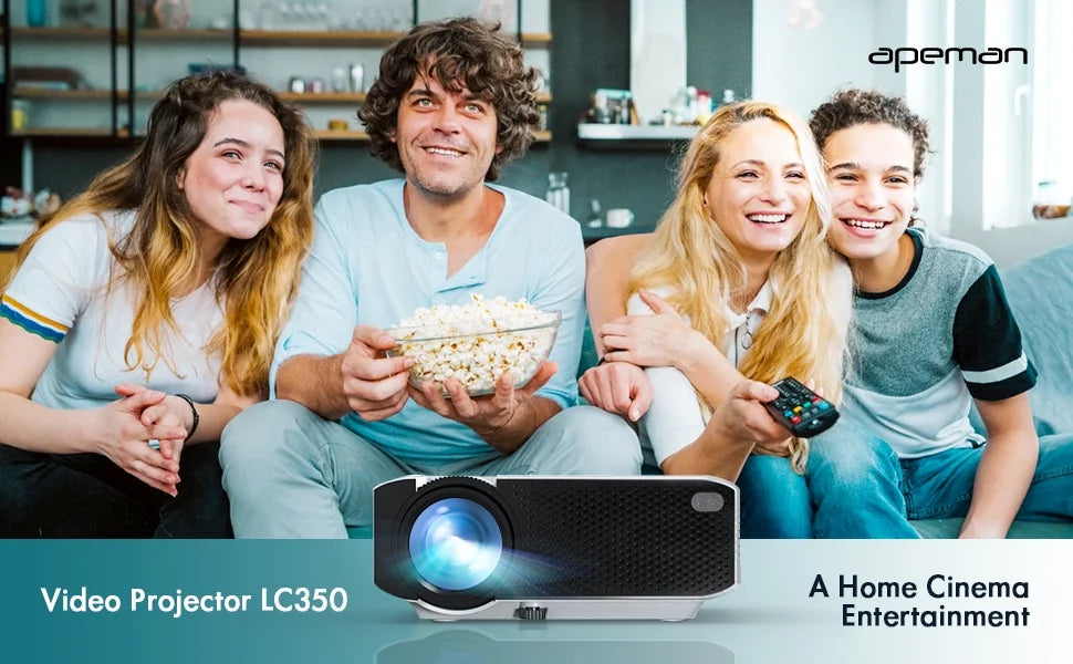 Apeman LC350 LCD Native 480P Support 1080P Home Theater Projector, Dual Speakers, Eyes Protection, Multiple Connection