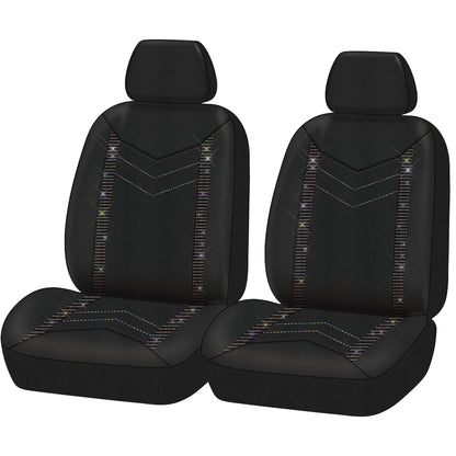 Auto Drive Universal Fit Rainbow Crystal Faux Leather Car Chair Cover, Set of 2, Fit for Cars, SUVs, MPVs