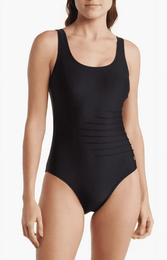 Calvin Klein - Pleated Scoop Back One-Piece Swimsuit - Size 4