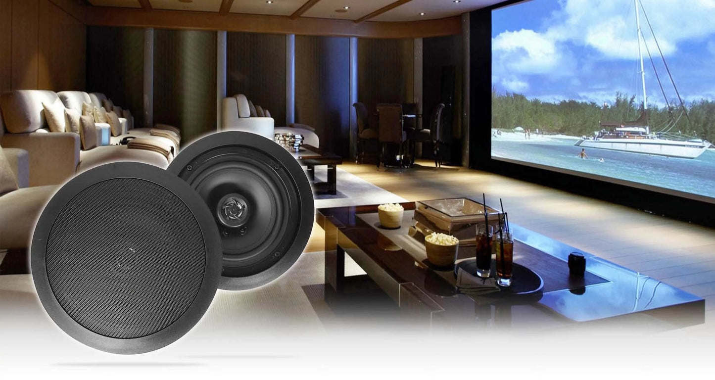 Rockville RPA40BT 4-Room Home Audio Kit Receiver+(8) 8" Black Ceiling Speakers