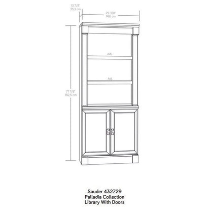 Sauder Palladia 5-Shelf Library Bookcase Bookcase, Glacier Oak Finish