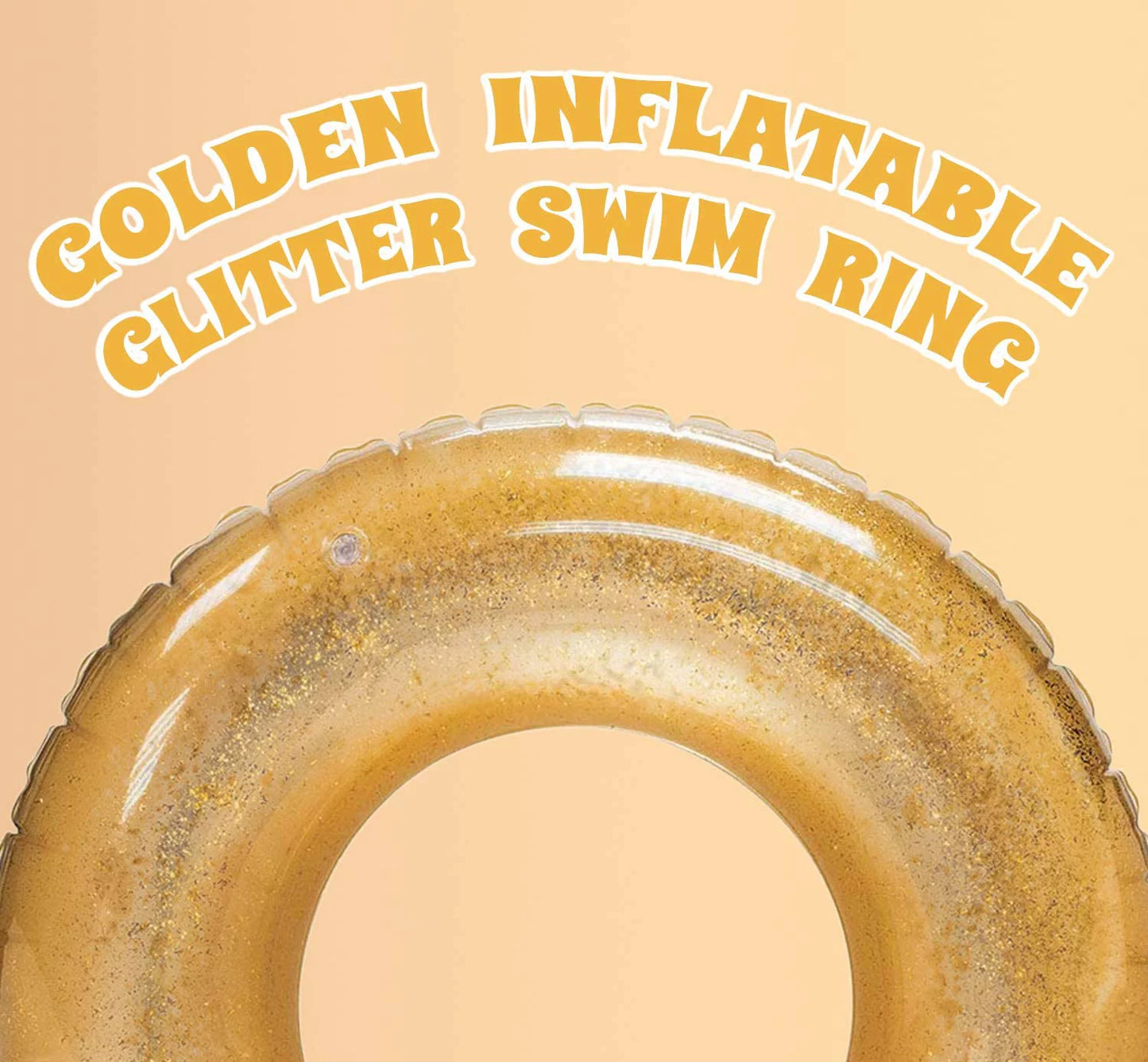 Terra Inflatable Pool Toys - Pool Floats Tube Gold Rings, Pool Floaties Toys with Glitter for Swimming Pool Party, Beach Swimming Pool Float Toys for Adults Kids | 48 Inch