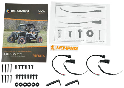 (2) Memphis Audio RZR65FE Pods+LED Tower Speakers+Amp For 2014+ Polaris RZR