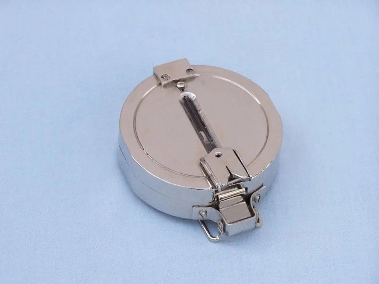 4" Circular Pocket Compass (Nickel Polished) With Black Wooden Box