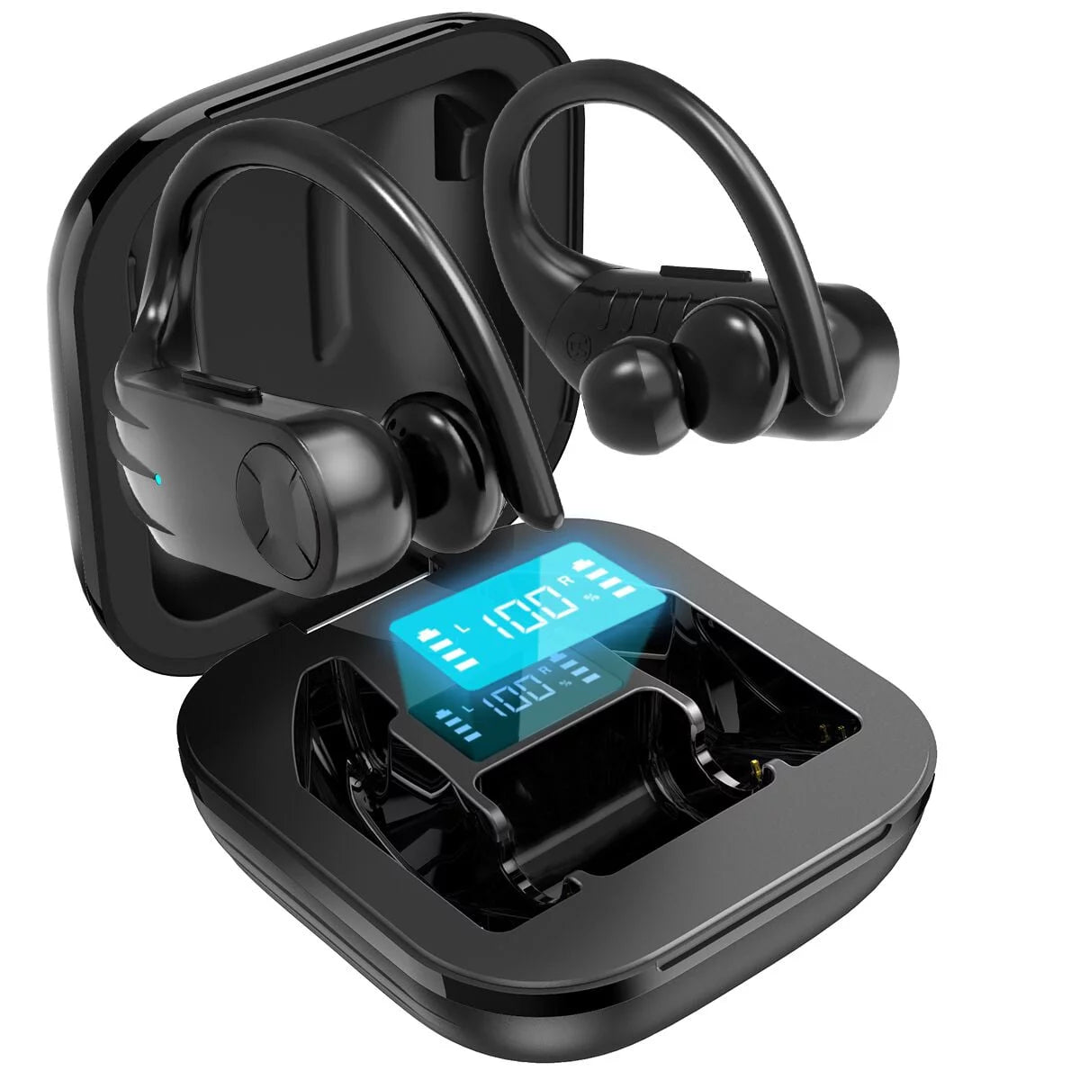 Wireless Earbuds 5.0 True Wireless Sport Earphones Built-in Mic in Ear Running Headset with Earhooks Charging Case Compatible with iPhone 13 Pro Max XS XR Samsung Android