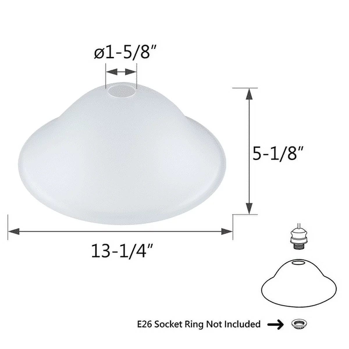 Aspen Creative 23144-11, Frosted Traditional Glass Shade for Medium Base Socket Torchiere Lamp, Swag Lamp and Pendant,13-1/4" Diameter x 5-1/8" Height.