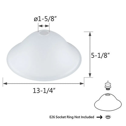 Aspen Creative 23144-11, Frosted Traditional Glass Shade for Medium Base Socket Torchiere Lamp, Swag Lamp and Pendant,13-1/4" Diameter x 5-1/8" Height.