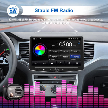 Single 1 Din 10 Inch Touch Screen Car Stereo Radio with Apple Carplay Android Auto Mirror Link HD Multimedia Player Bluetooth USB FM Audio Receiver USB including AHD Reversing Camera