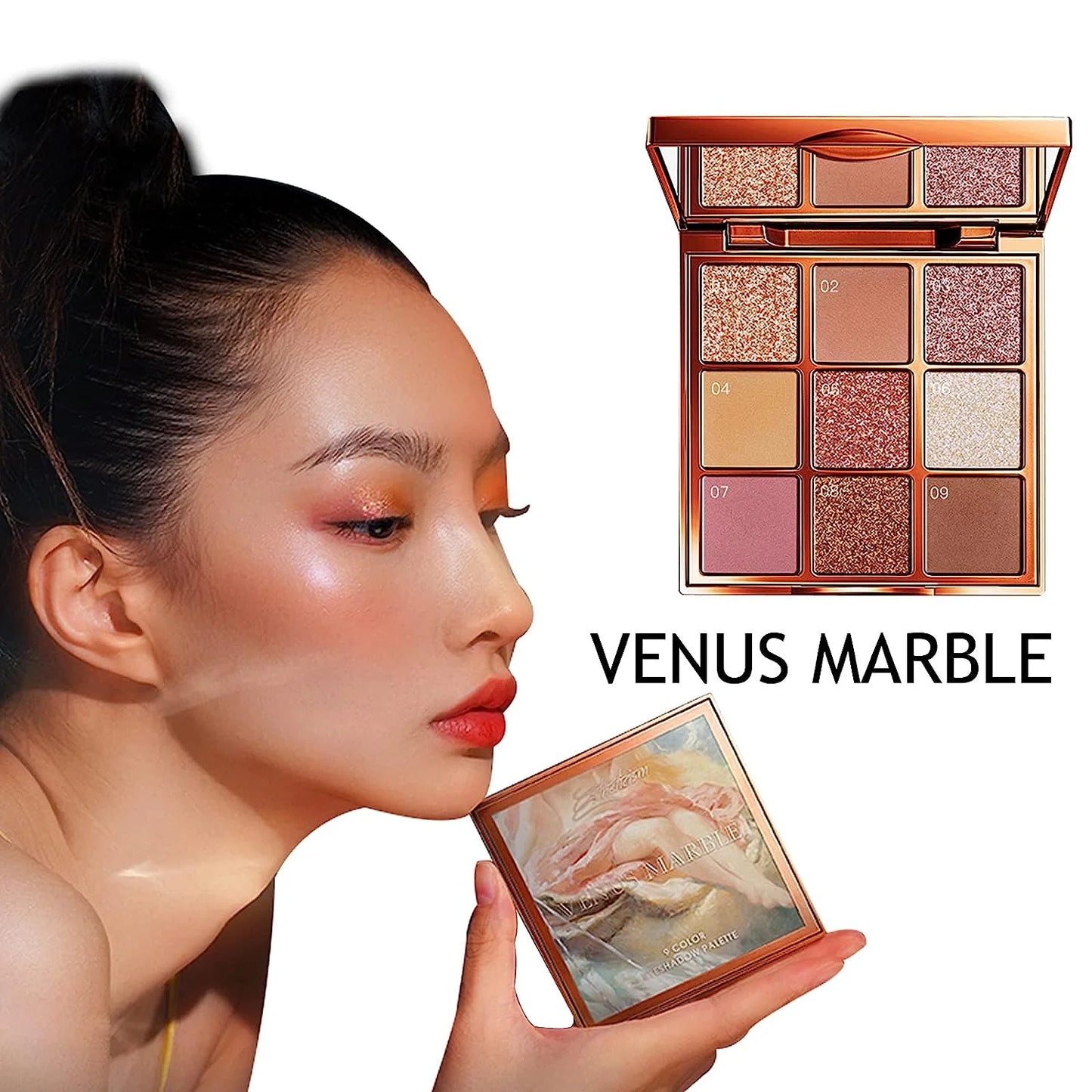 VENUS MARBLE 9 Colors Eye Shadow Matte Eyeshadow Palette Glitter Make Up Palletes Eye Makeup Beauty Glazed Eyeshadow Palette Makeup Shimmer Eye Shadow Powder(Aestheticism)