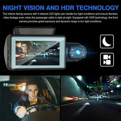 1080P WIFI Dash Cam Front And Rear And Interior 3 Cameras With GPS Dual Lens Car DVR Night DashCam Vehicle Camera Auto