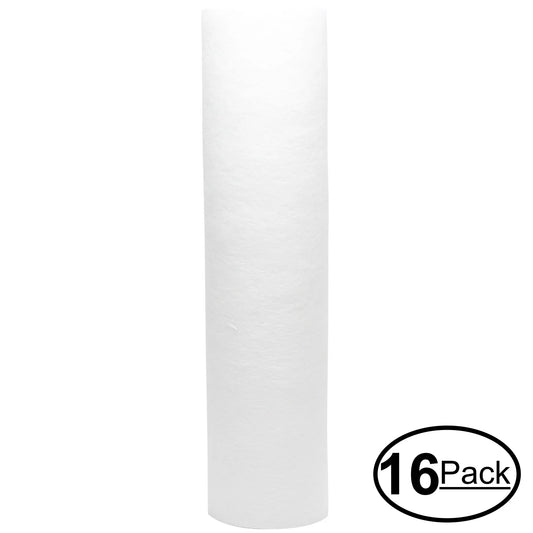 16-Pack Replacement for Woder UltraD Polypropylene Sediment Filter - Universal 10-inch 5-Micron Cartridge for Woder UltraD 2-Stage Submicron Depth Water Filtration System - Denali Pure Brand