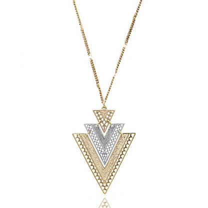 Blue Box Boutique Inc Mixed Metal Two Tone Layered Triangle Pendant Necklace for Women, Teens