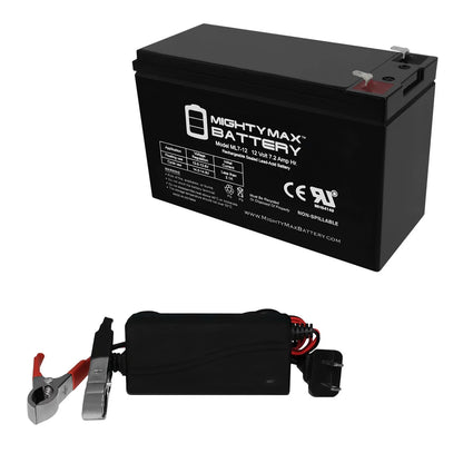 12V 7.2AH Battery for MarCum LX-3TC Fishing Sonar + 12V 1Amp Charger