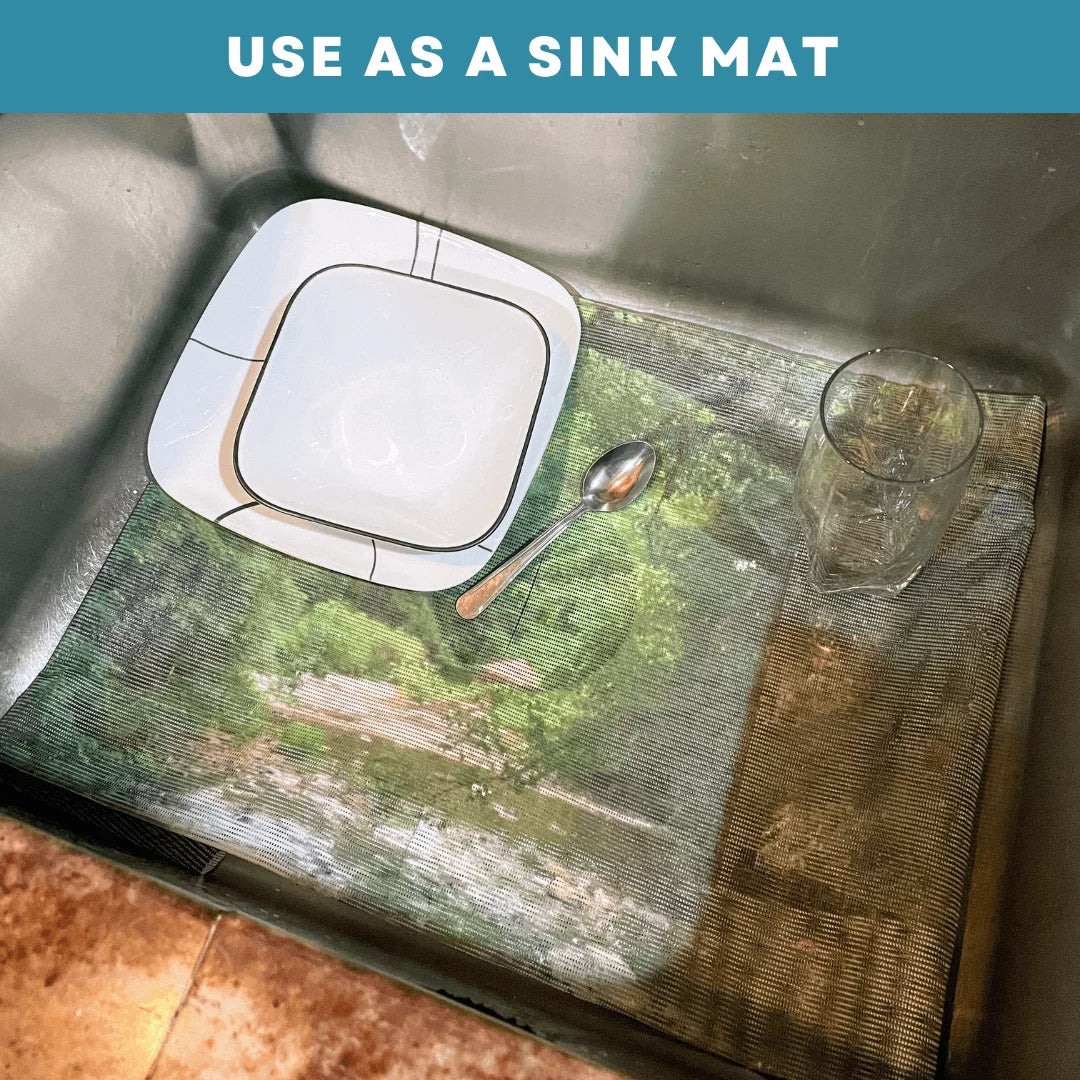 Sink Out of Sight- Home Decor Kitchen Sink Cover, Hot/Cold Liquids and Debris Pass Through Cover, adjustable, 2 sizes. Design: Single Sunshine Stream 30" x 20" SK1-SS