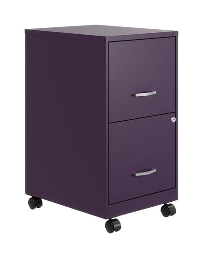 Space Solutions 18" Deep 2 Drawer Mobile Letter Width Vertical File Cabinet, Midnight Purple