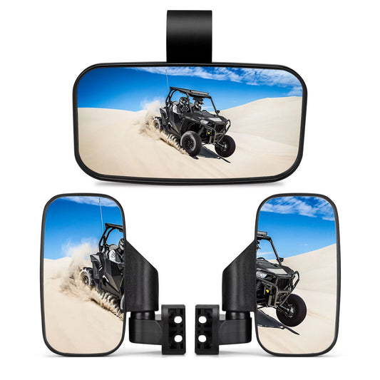 UTV Rear View Mirrors Set 1.75"-2" Bar Clamp Center Mirrors Compatible with Polaris RZR 900 1000 Can-Am X3