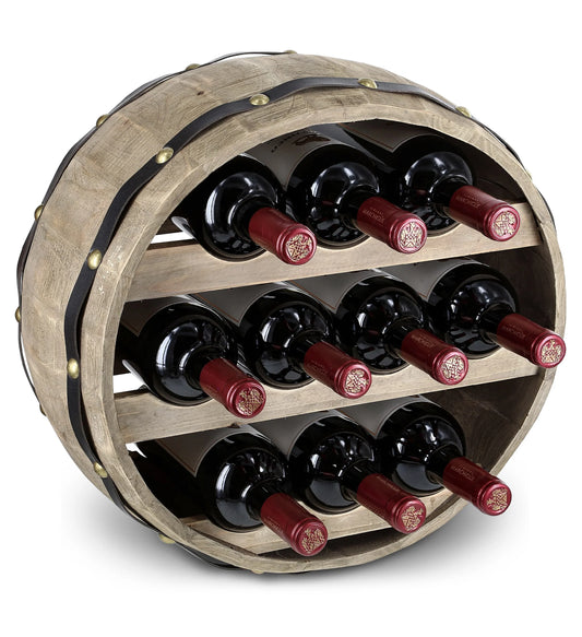 Cota Global Barrell Natural Wood Wall Mounted Wine Rack