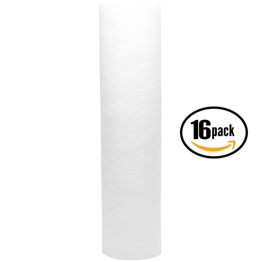 16-Pack Replacement DuPont WFPF38001C Polypropylene Sediment Filter - Universal 10-inch 5-Micron Cartridge for DuPont Whole House Water Filtration System - Denali Pure Brand