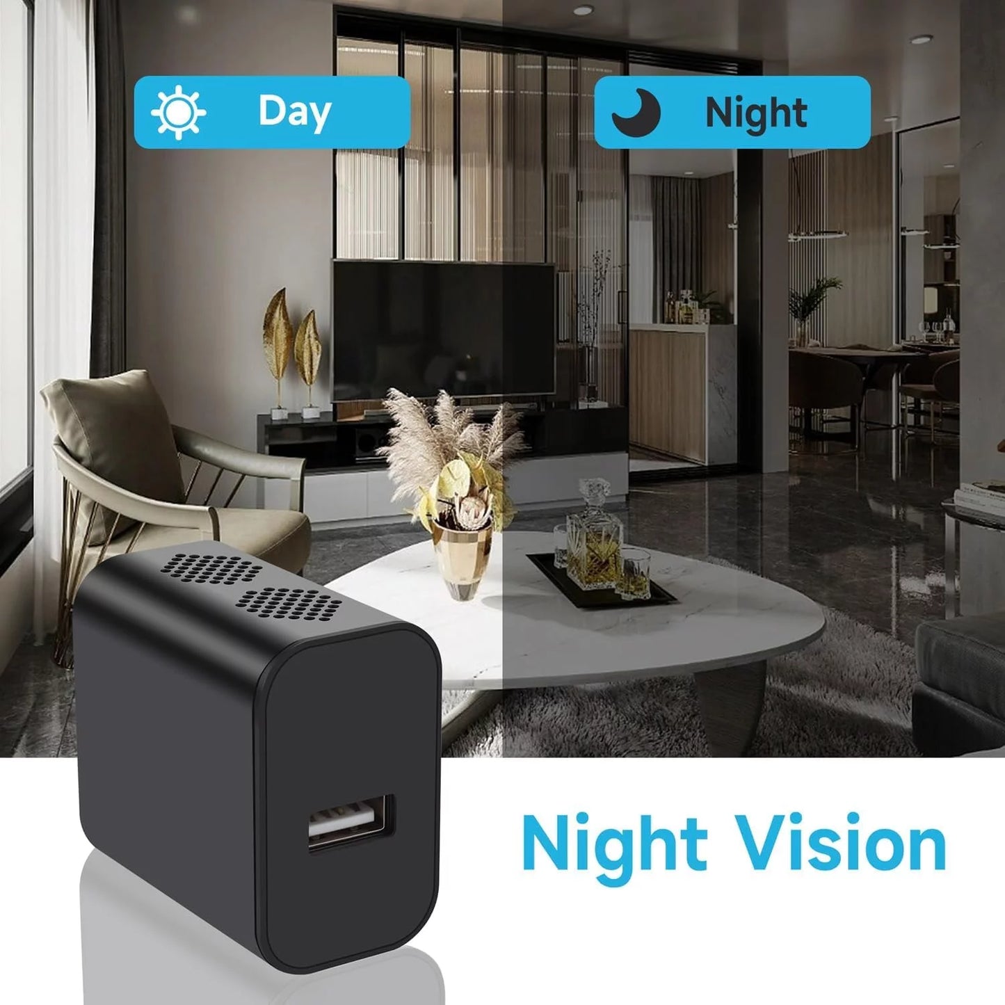 1080P Camera Portable 64GB Camera with Night Vision and Motion Detection,Nanny Cam Home