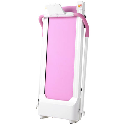 Treadmill Folding Treadmill for Home Portable Electric Motorized Treadmill Running Exercise Machine Compact Treadmill for Home Gym Fitness Workout Walking; No Installation Required; White&Pink