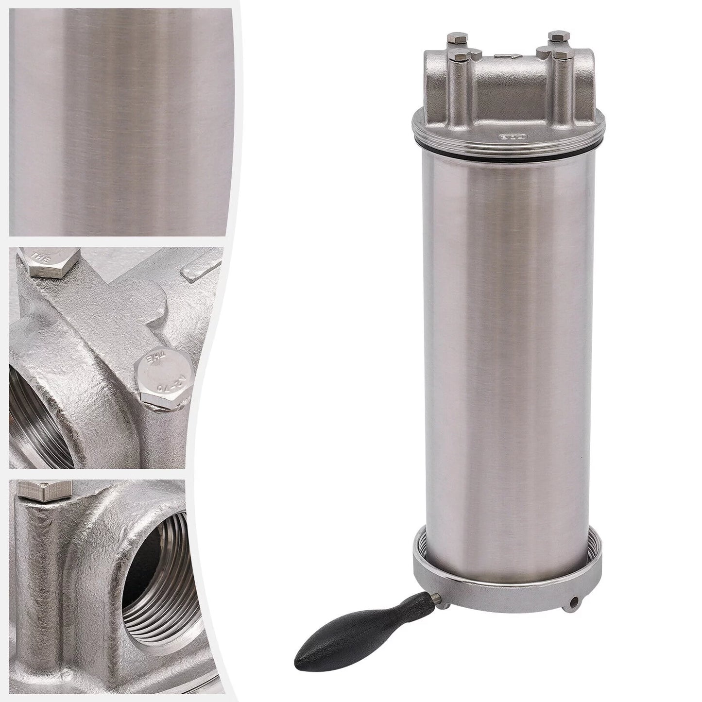 Water Filter Housing For 10" Cartridges 3/4" Npt 304 Stainless Steel Heavy Duty